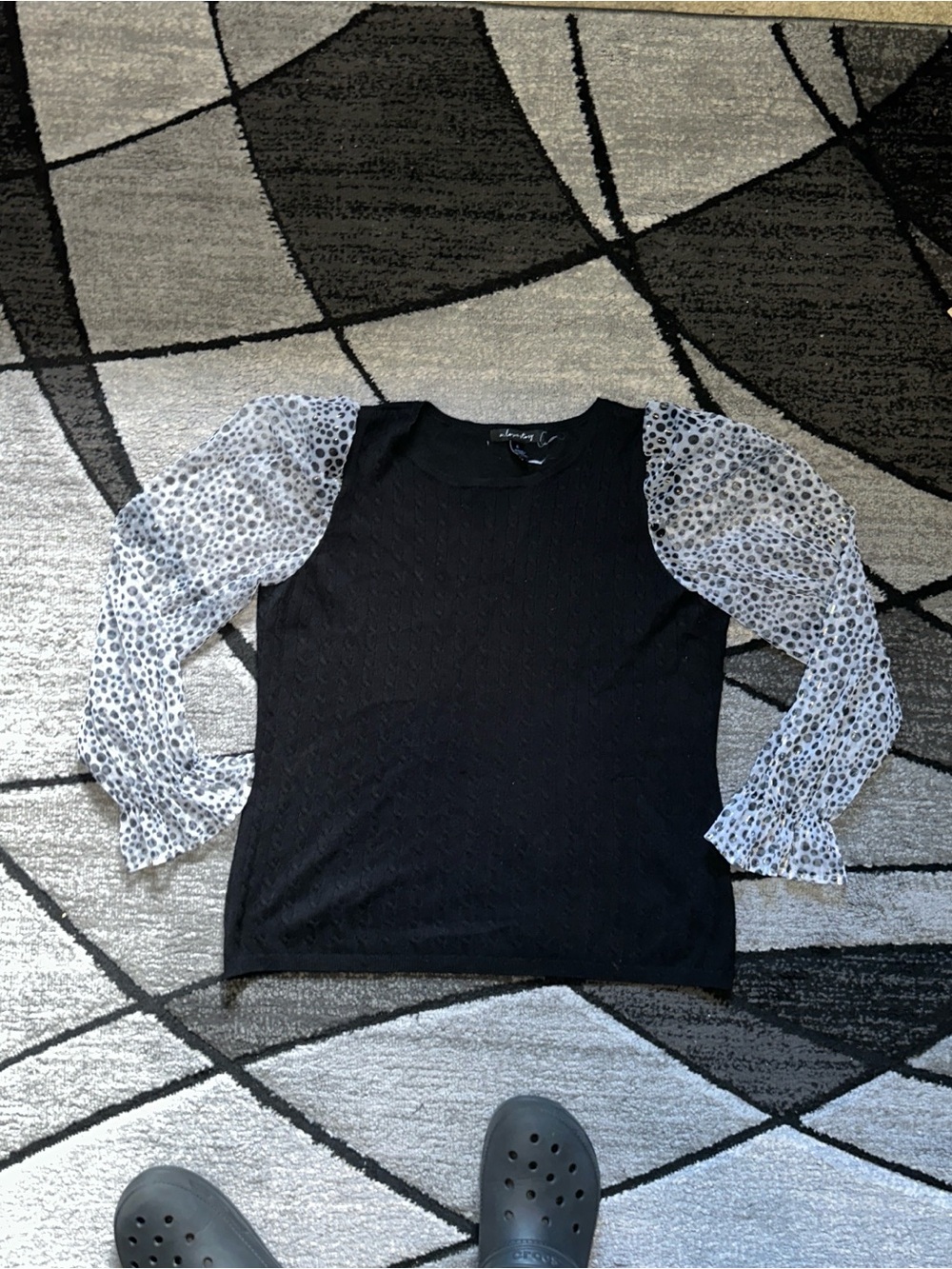 Chiffon Sleeve Black Women's Top